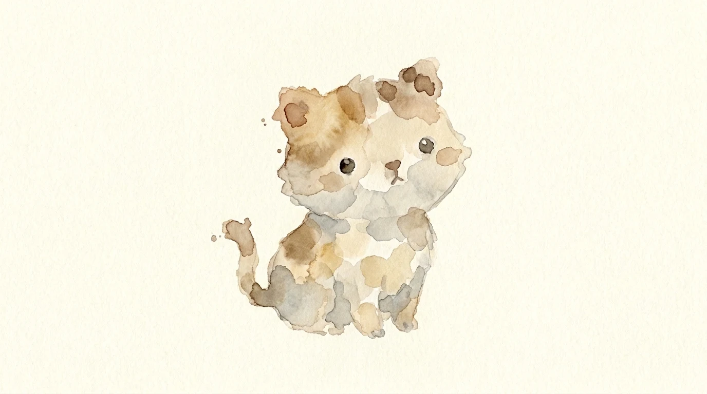 Ilustração em aquarela do gatinho do universo de Nino